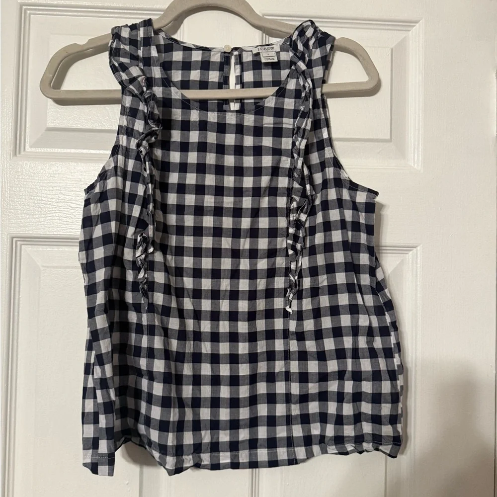 J. Crew Checkered Sleeveless Top in Navy and White